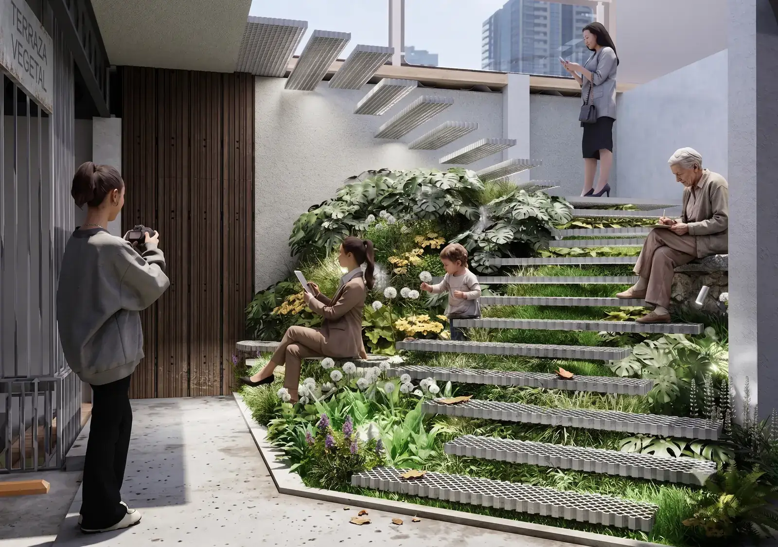 Ingreso con jardín vertical